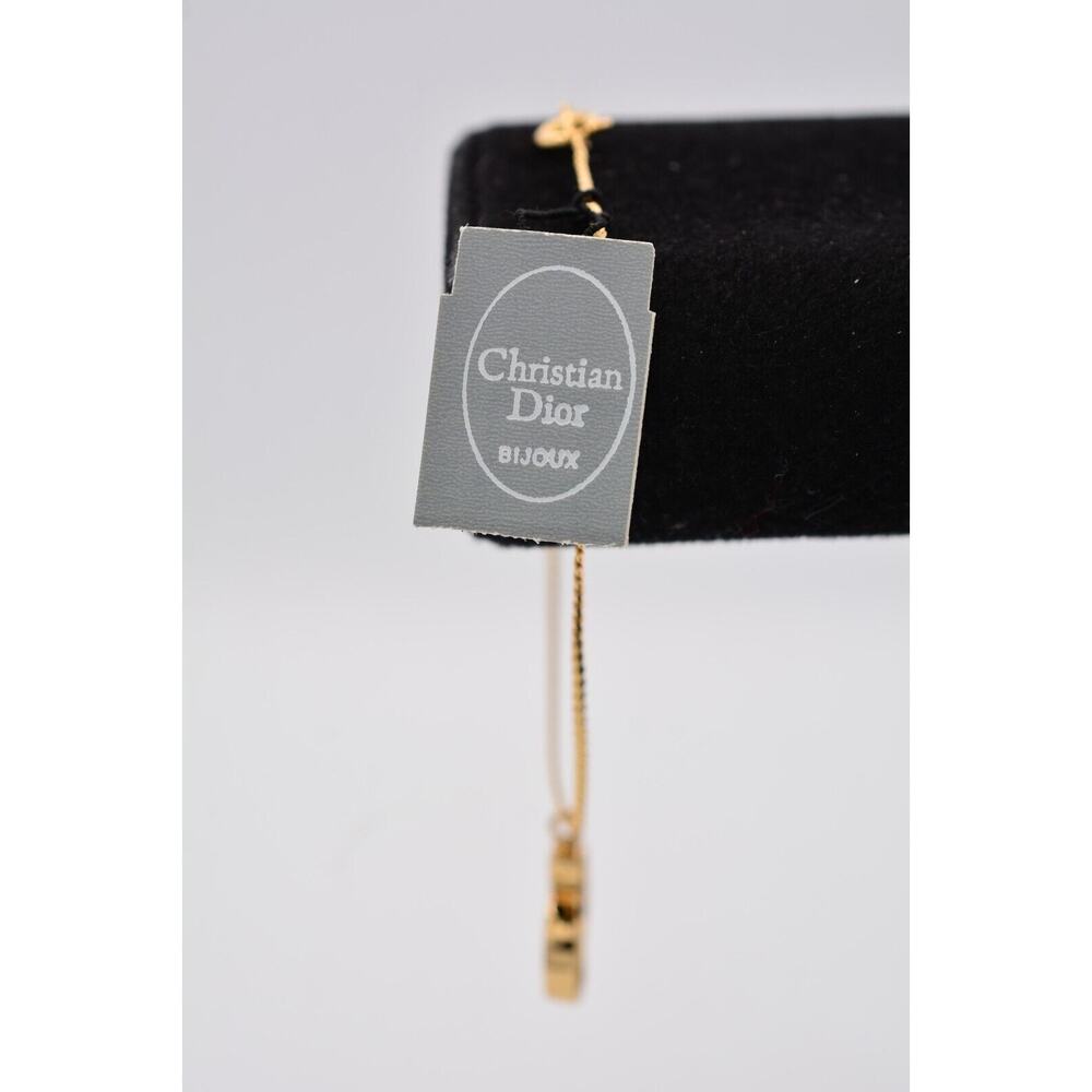 Christian Dior Vintage CD Charm Bracelet Gold Chain Crystal Logo NOS Signed BinA - Picture 4 of 12
